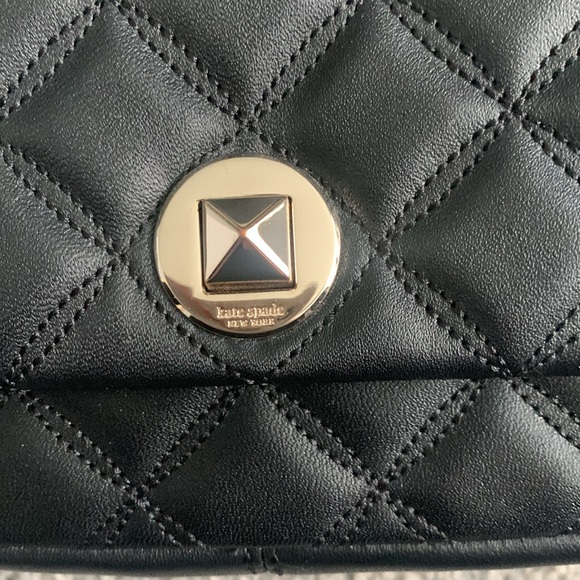 Kate Spade Black Crossbody Clutch Quilted Leather purse with removable strap - Picture 3 of 10